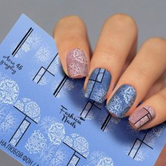 купить Слайдер-дизайн для ногтей 2D Fashion Nails Белые снежинки (Aero45)
