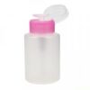 купить Емкость баночка пластиковая для жидкостей с помпой дозатором розовая