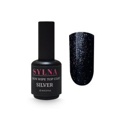 купить Топ з шиммером без ЛШ SYLNA non wipe top coat Silver 15 мл