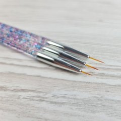 купить Набор кистей для рисования и дизайна ногтей лайнер Sweet Nails 3шт серебро