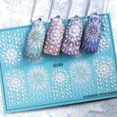 купить Объемный слайдер-дизайн для ногтей Fashion Nails Белые Снежинки Зима(3D/69)