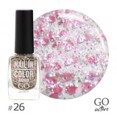 купить Лак для ногтей GO Active Nail in Color №26 Розово-серебристые блестки на прозрачной основе 10 мл