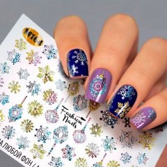 купить Водные стикеры для ногтей Fashion Nails Новогодние снежинки (M164)