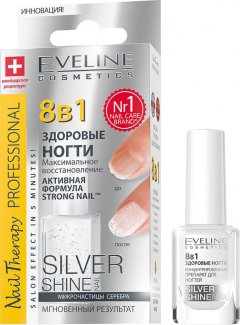 купить Восстановление ногтей Eveline Nail Therapy Professional Silver Shine Nail Здоровые ногти 8в1 12 мл (5901761939330)