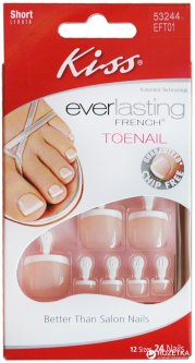купить Набор накладных ногтей для педикюра Kiss Ультрастойкий французский маникюр EFT01 (731509532449)